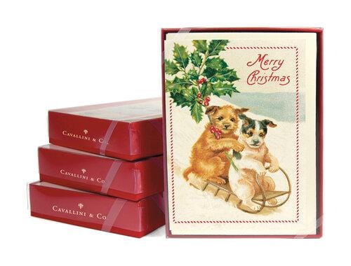 Cavallini &amp; Co. Stationery Set Christmas Dogs Boxed Notes - Set of 10