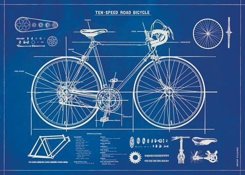 Cavallini & Co. Wall Art Bicycle Blueprint 20"x28" Sheet