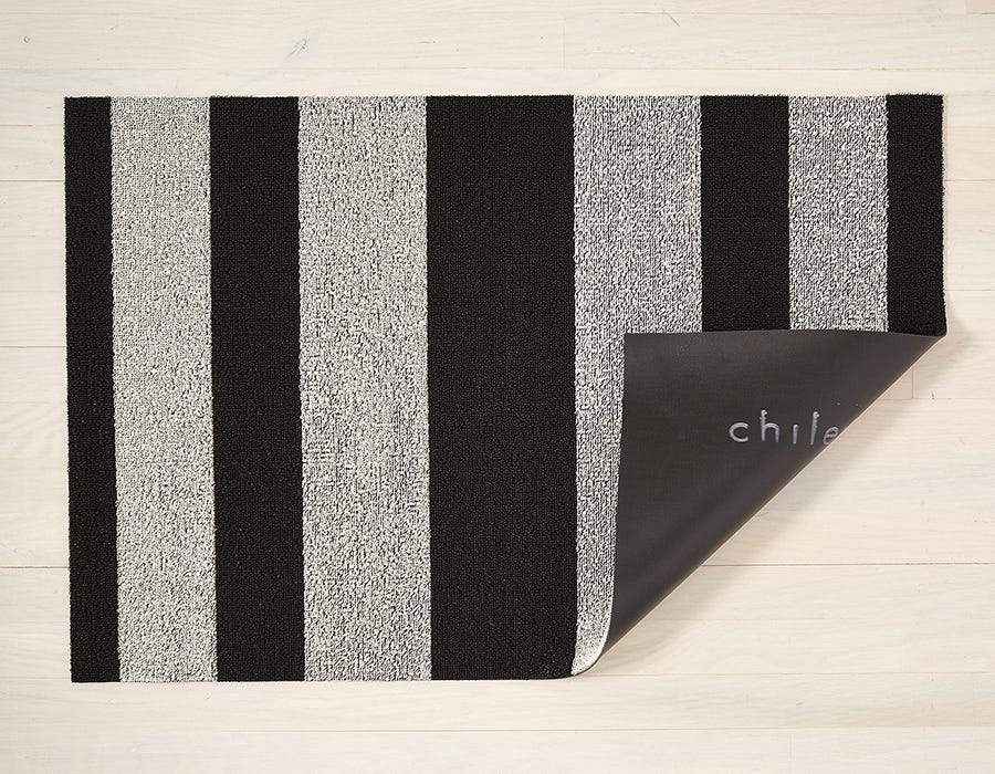 Bold Stripe Shag Mat - Black & White Doormat Chilewich 