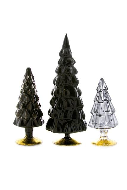 Cody Foster Christmas Black Small Hue Glass Trees - Set of 3
