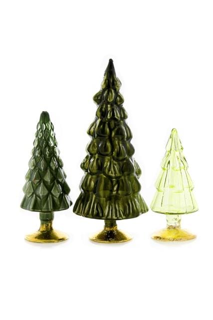 Cody Foster Christmas Green Small Hue Glass Trees - Set of 3