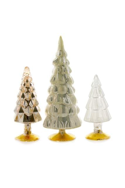 Cody Foster Christmas Neutral Small Hue Glass Trees - Set of 3