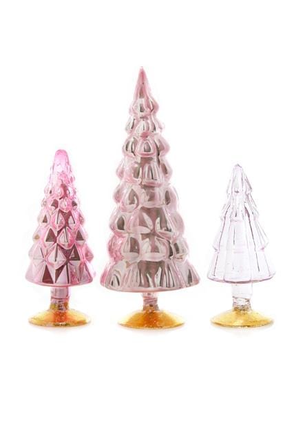 Cody Foster Christmas Pink Small Hue Glass Trees - Set of 3