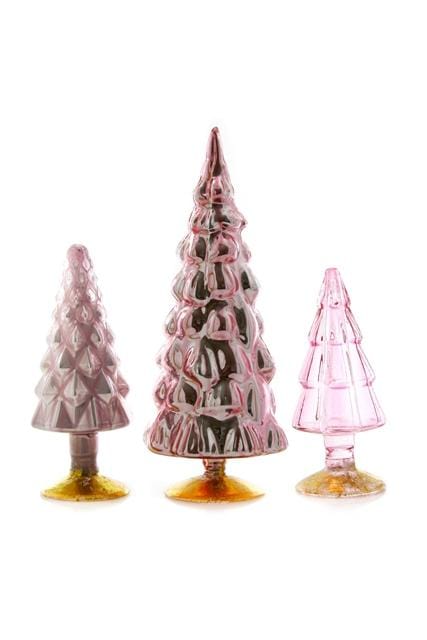 Cody Foster Christmas Rose Small Hue Glass Trees - Set of 3
