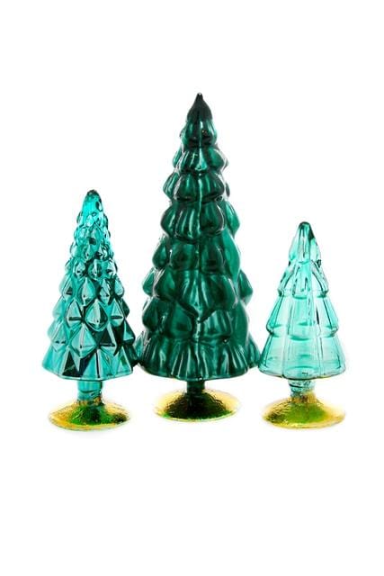 Cody Foster Christmas Teal Small Hue Glass Trees - Set of 3
