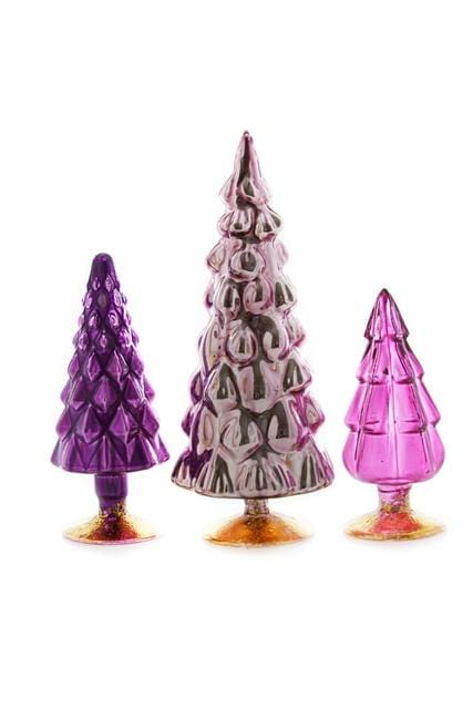 Cody Foster Christmas Violet Small Hue Glass Trees - Set of 3