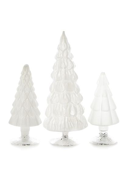 Cody Foster Christmas White Small Hue Glass Trees - Set of 3