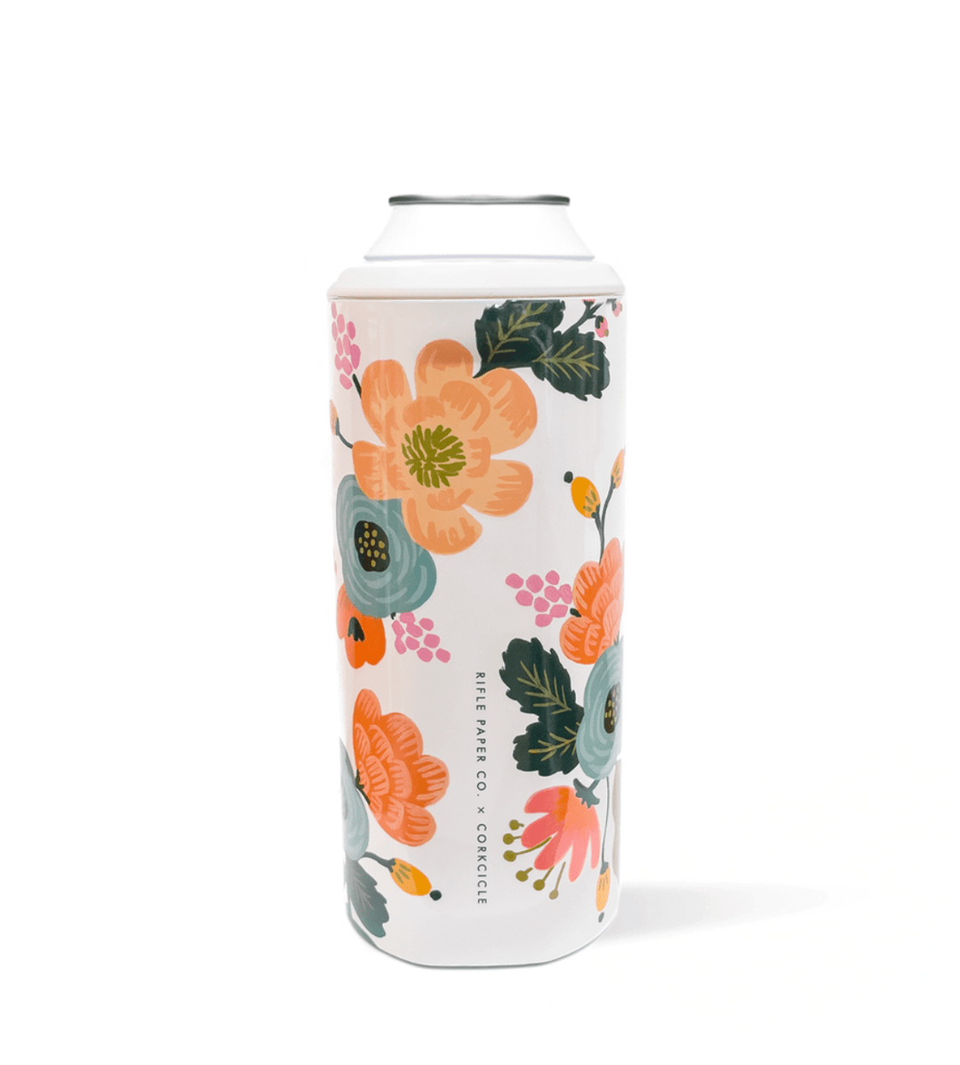 Corkcicle Mug Slim Can Cooler - Rifle Paper - Gloss Cream Lively Floral