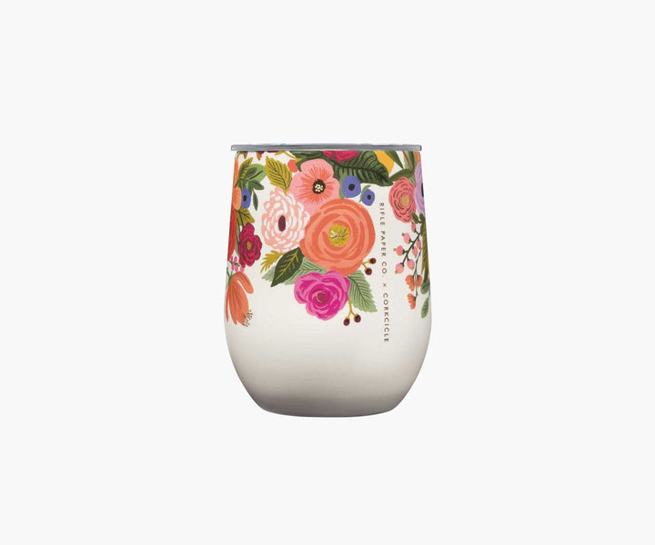 Corkcicle Stemless Rifle Paper Co. Garden Party Cream 12 oz Stemless