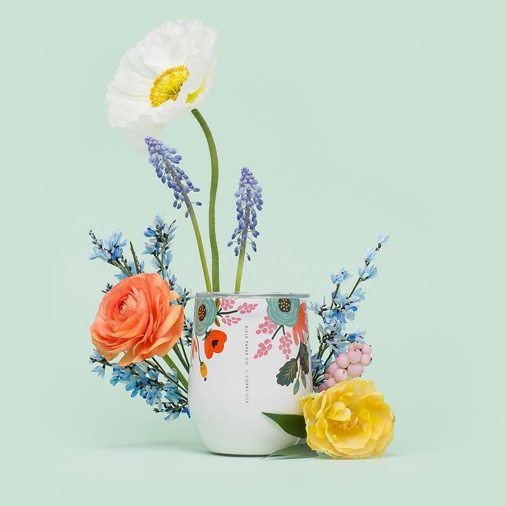 Corkcicle Tumbler Rifle Paper Co. x Corkcicle Lively Floral Stemless Wine Tumbler - Cream