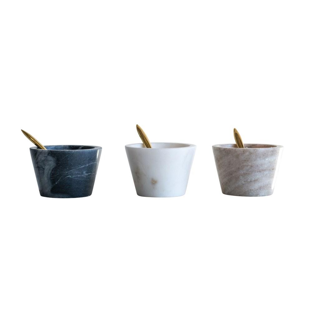 Creative Coop Bowl Marble Bowl w/Brass Spoon