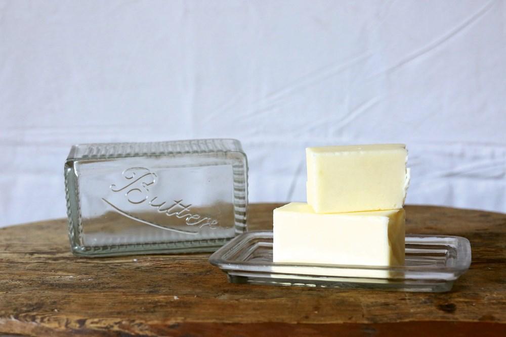 Creative Coop Butter Keeper Pressed Glass Butter Dish