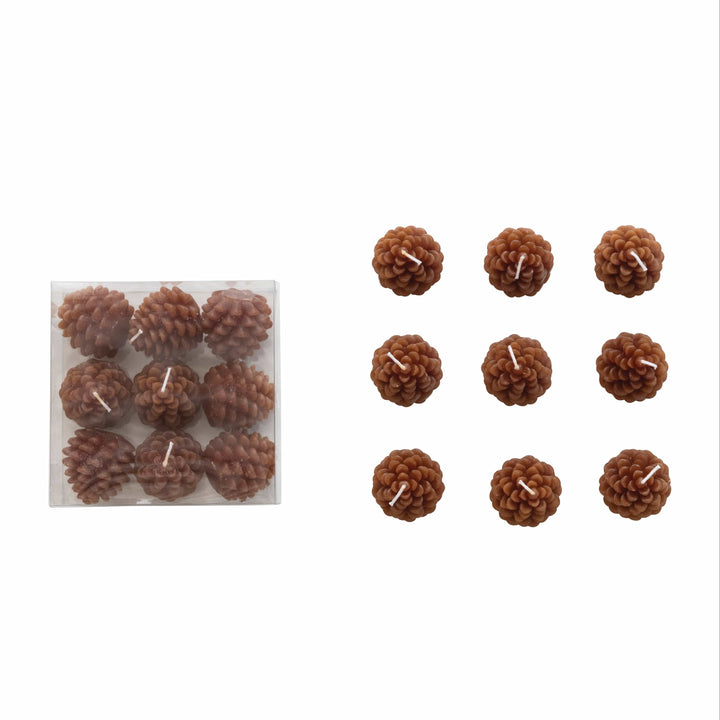 Creative Coop Candle Brown Unscented Pinecone Shaped Tealights, Set of 9