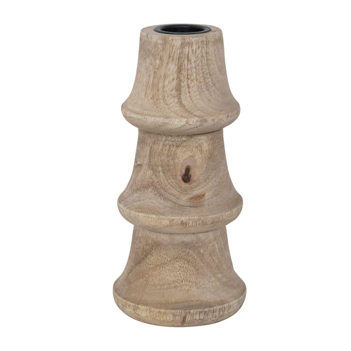 Creative Coop Candle Holders Short Hand-Carved Mango Wood Taper Holder