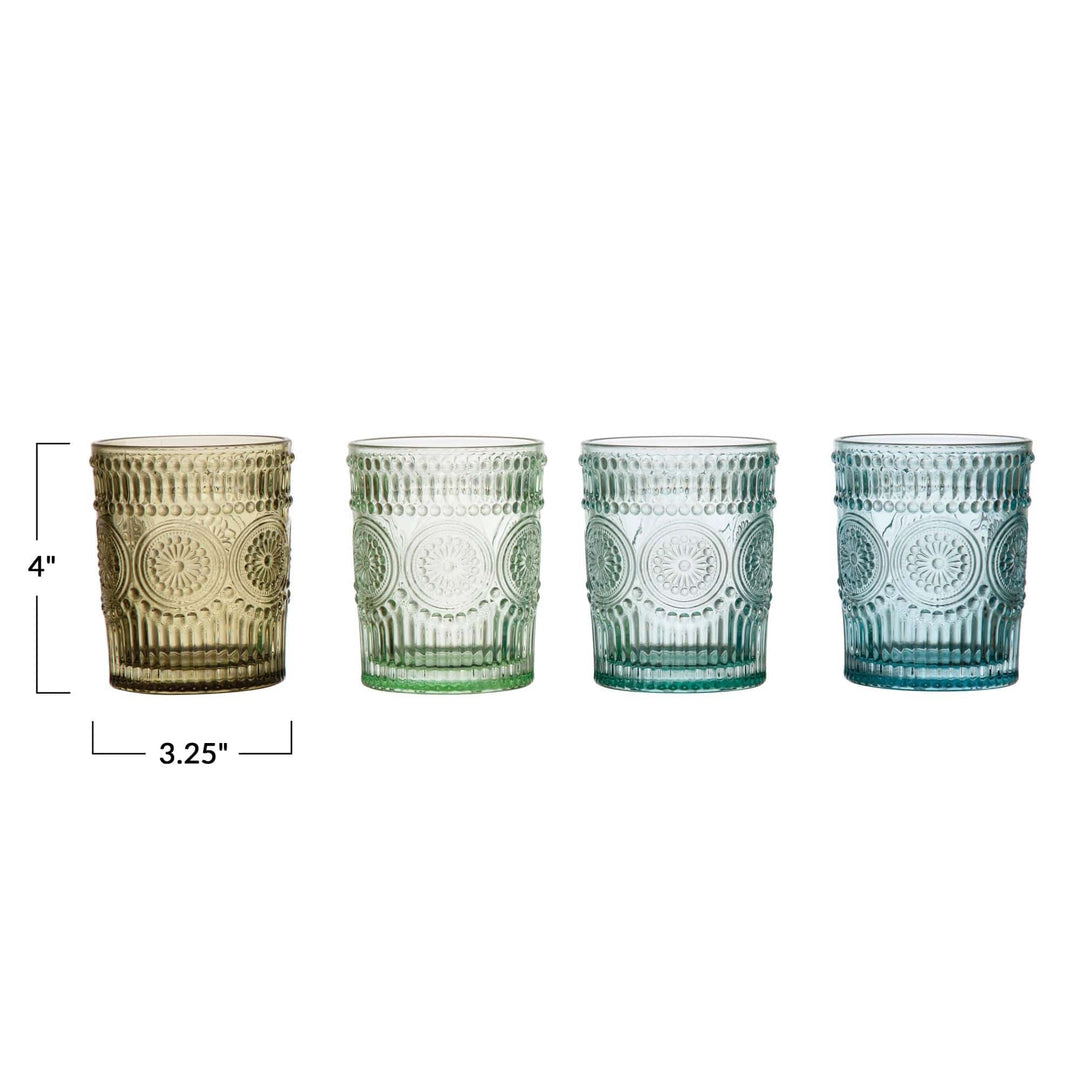 Creative Coop Drinkware Embossed Drinking Glass