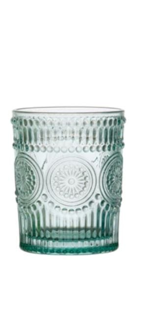 Creative Coop Drinkware Green / Blue Embossed Drinking Glass