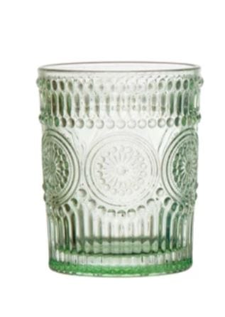 Creative Coop Drinkware Green Embossed Drinking Glass