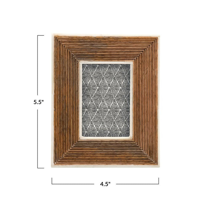 Hand-Carved Mango Wood Photo Frame Frame Creative Coop 