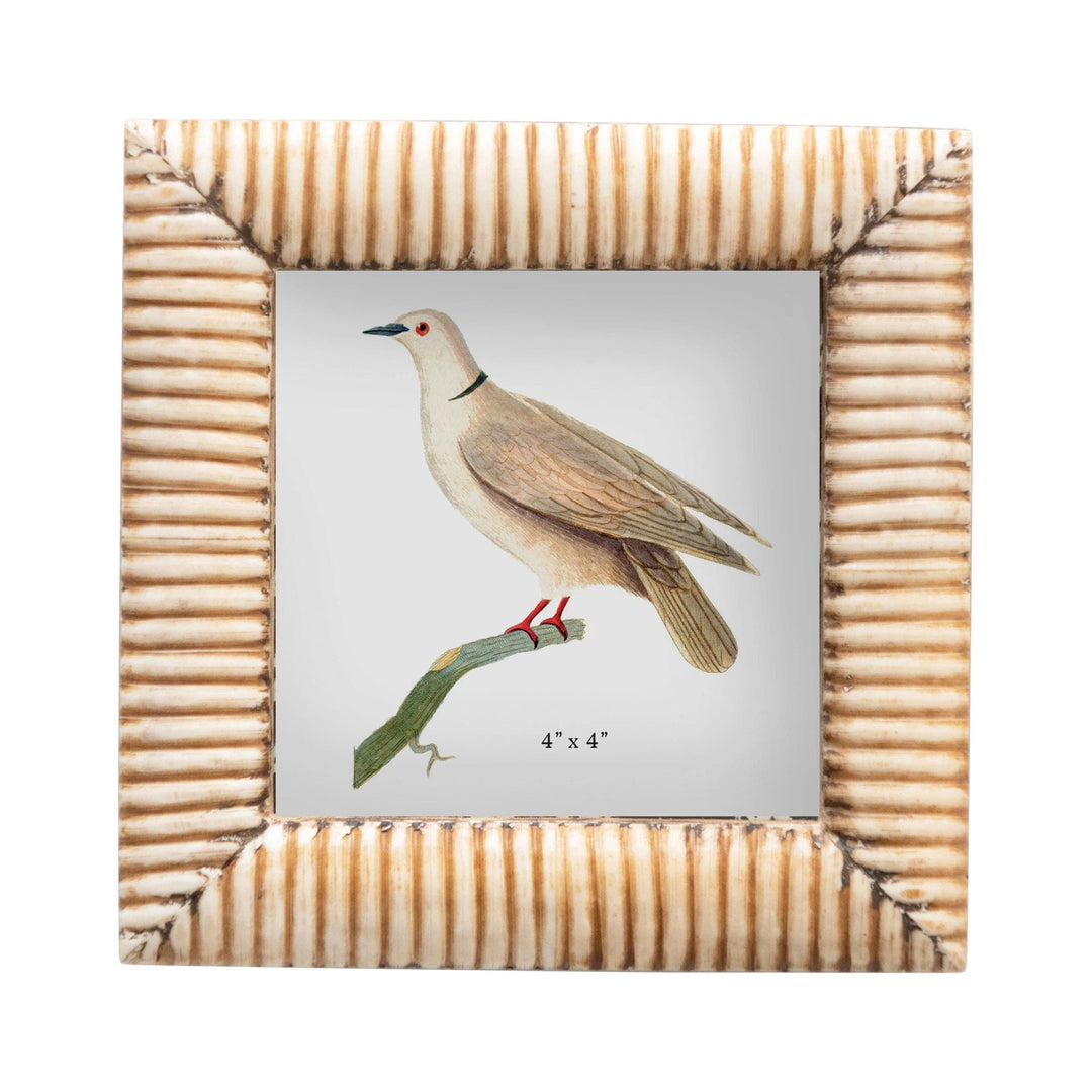 Creative Coop Frame Hand-Carved Photo Frame with Ribbed Pattern