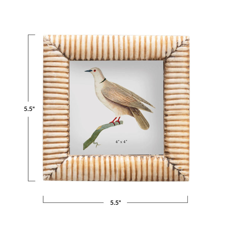 Creative Coop Frame Hand-Carved Photo Frame with Ribbed Pattern