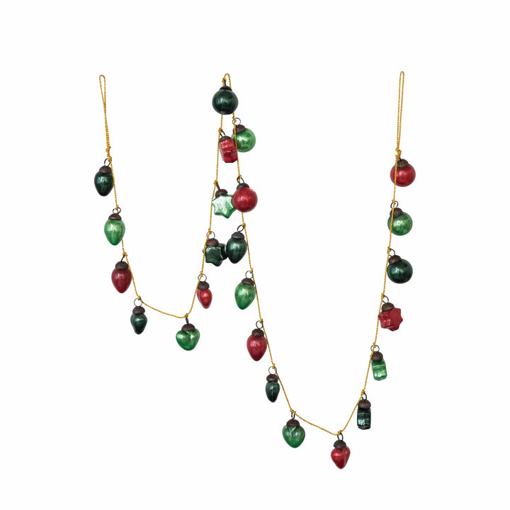 Creative Coop Garland Mercury Glass Ball Ornament Garland, Multi-Colored