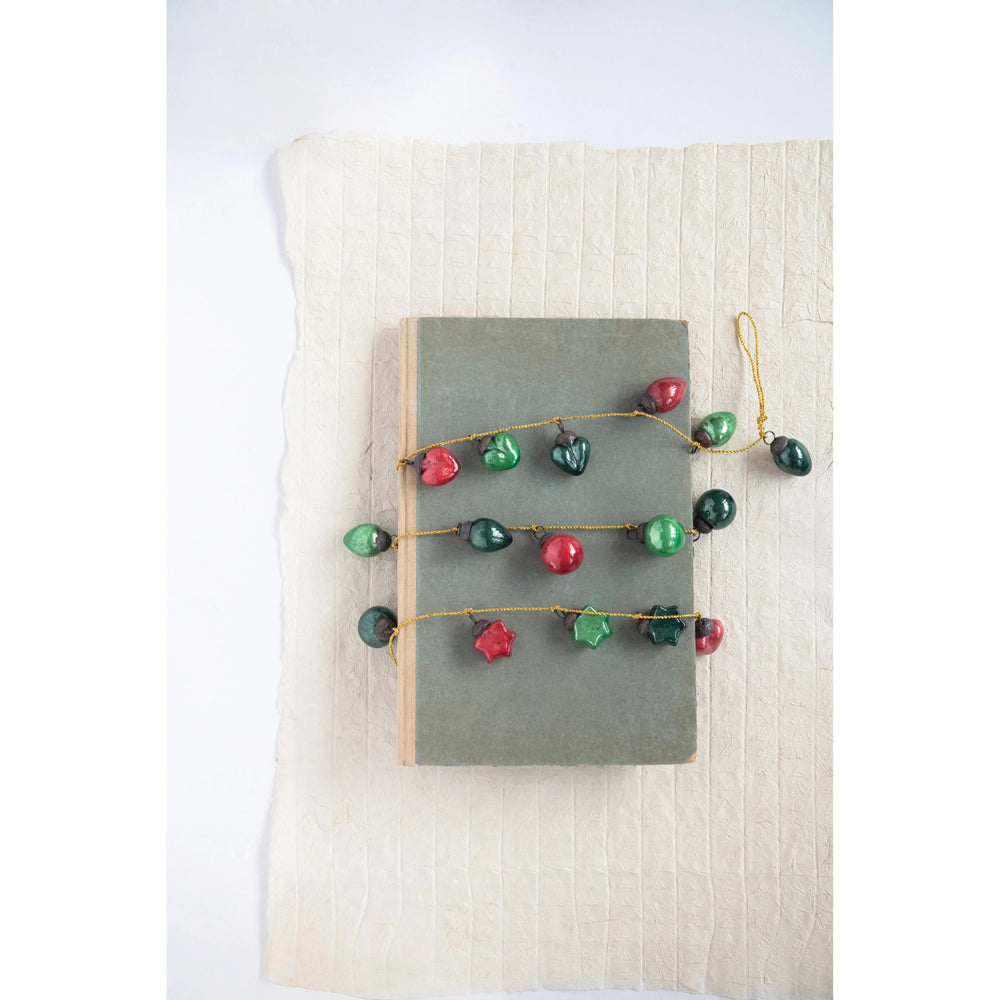Creative Coop Garland Mercury Glass Ball Ornament Garland, Multi-Colored