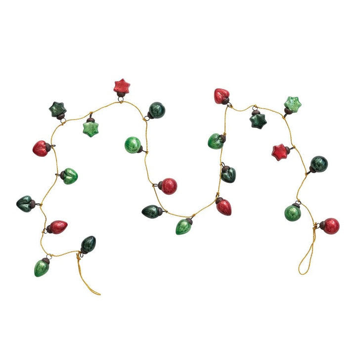 Creative Coop Garland Mercury Glass Ball Ornament Garland, Multi-Colored