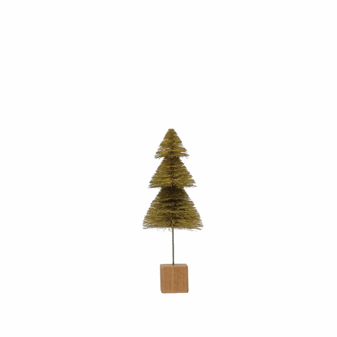 Creative Coop Holiday Decor 3-1/2" Round x 9-1/2"H Sisal Bottle Brush Tree with Wood Base