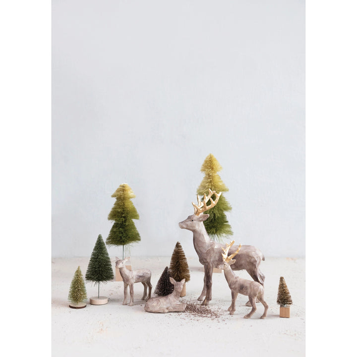 Creative Coop Holiday Decor 3-1/2" Round x 9-1/2"H Sisal Bottle Brush Tree with Wood Base