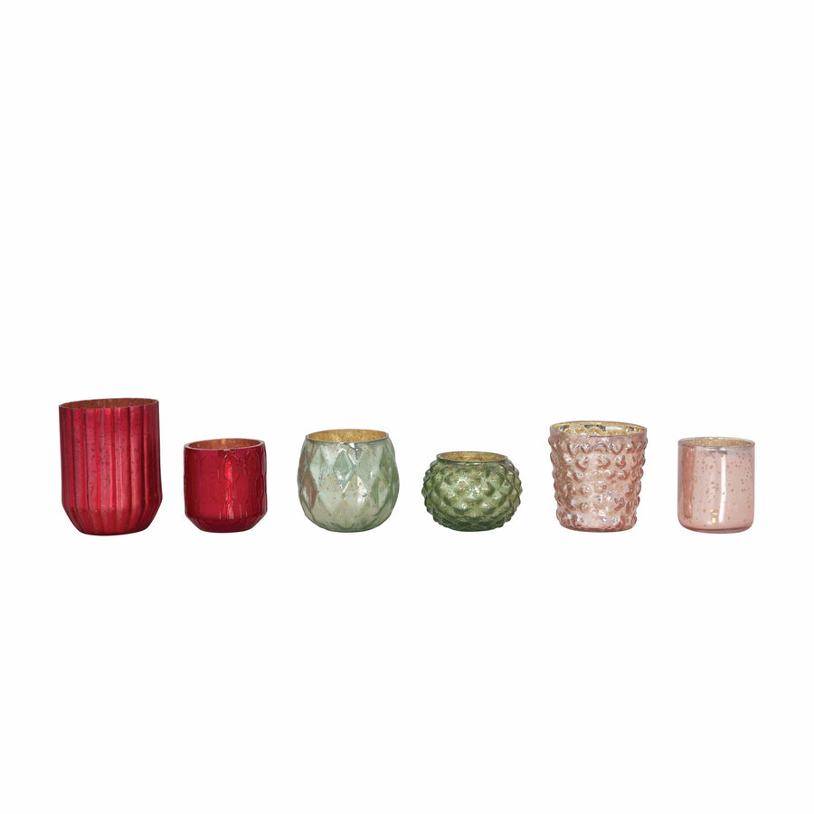Creative Coop Holiday Decor Mercury Glass Votive Holders