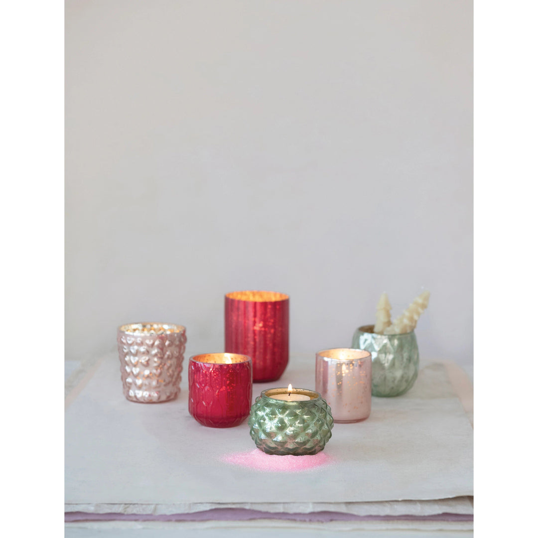 Creative Coop Holiday Decor Mercury Glass Votive Holders