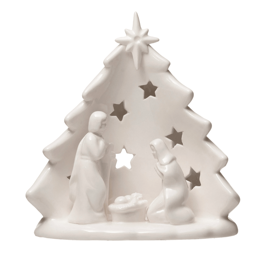 Creative Coop Holiday Decor Stoneware Nativity Scene