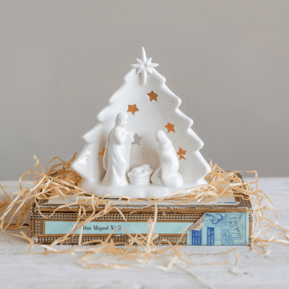 Creative Coop Holiday Decor Stoneware Nativity Scene
