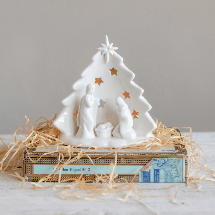 Creative Coop Holiday Decor Stoneware Nativity Scene
