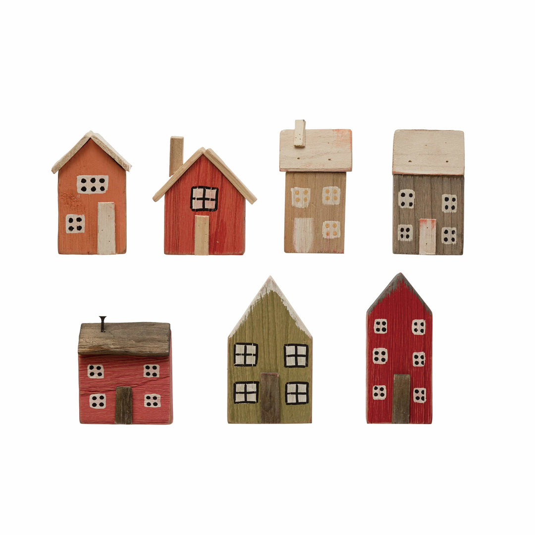 Creative Coop Holiday Kitchen Hand-Painted Paulownia Wood Houses