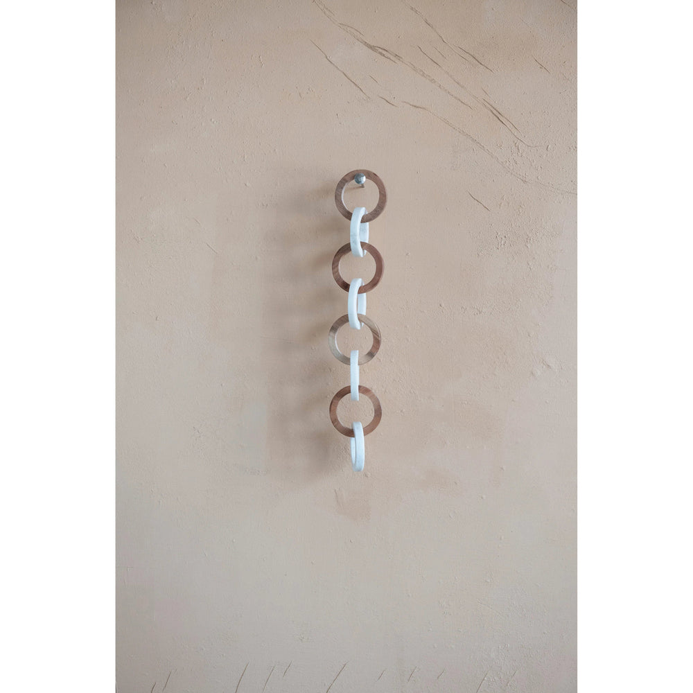 Creative Coop Home Decor Acacia Wood and Marble Chain with 8 Links