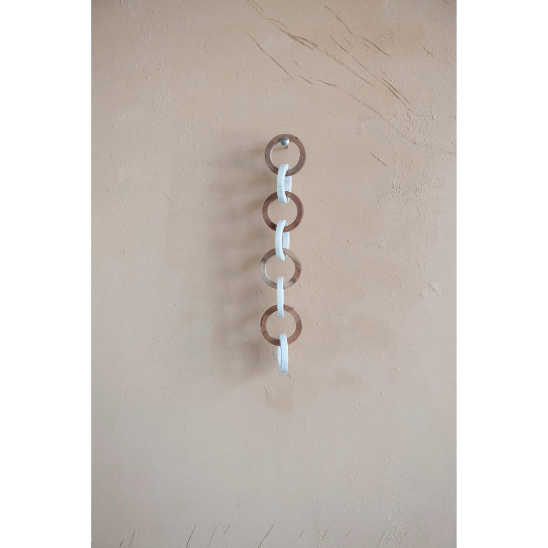 Creative Coop Home Decor Acacia Wood and Marble Chain with 8 Links
