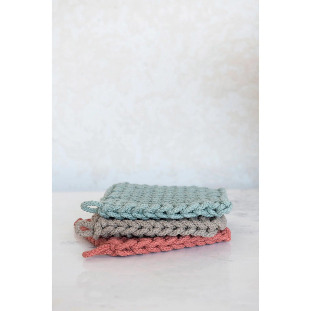 Creative Coop Kitchen Cotton Crocheted Pot Holder