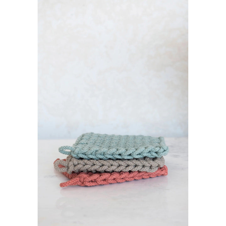 Creative Coop Kitchen Cotton Crocheted Pot Holder