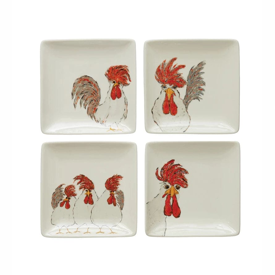 Creative Coop Kitchen Stoneware Plate with Chicken