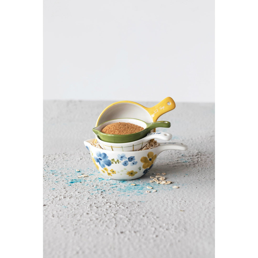 Creative Coop Measuring Cups Hand-Painted Stoneware Measuring Cups