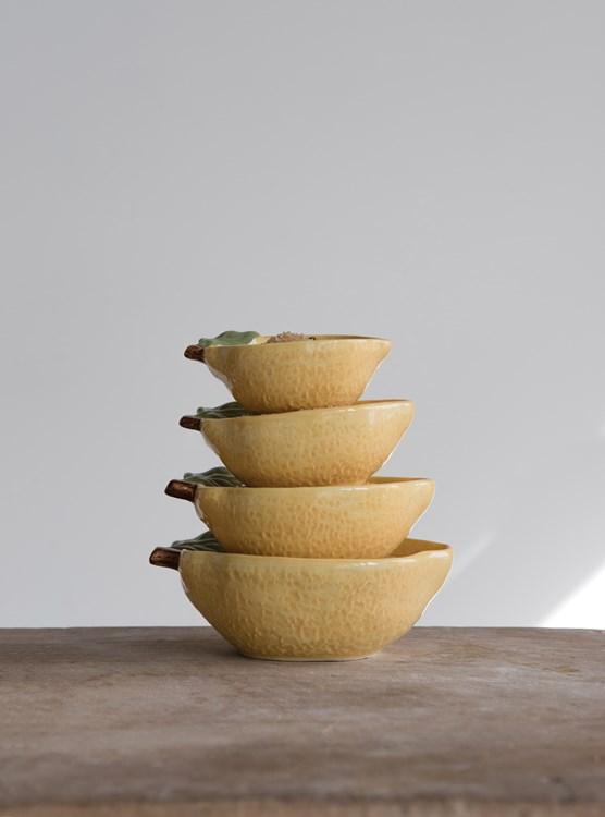 Creative Coop Measuring Cups Stoneware Lemon Measuring Cups