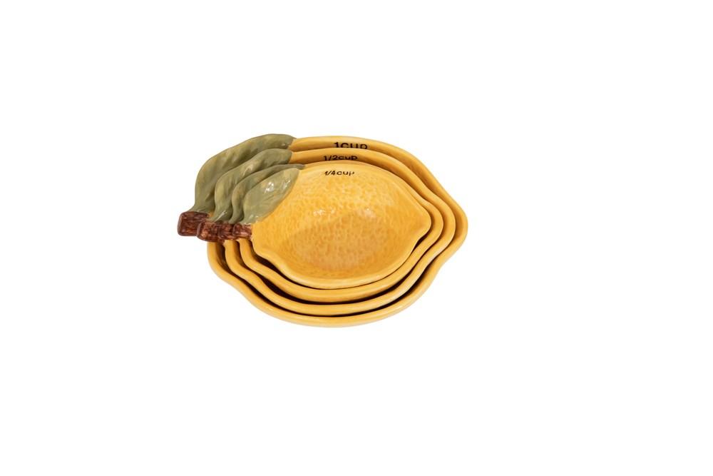 Creative Coop Measuring Cups Stoneware Lemon Measuring Cups