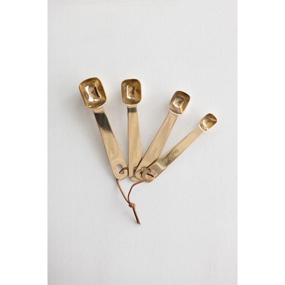 Creative Coop Measuring Spoons Square Measuring Spoons with Leather Tie
