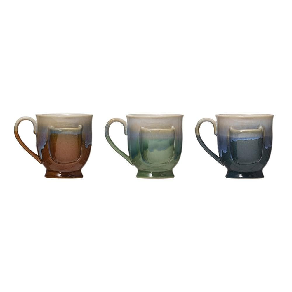 Creative Coop Mug Reactive Glaze Stoneware Mug w/ Tea Bag Holder
