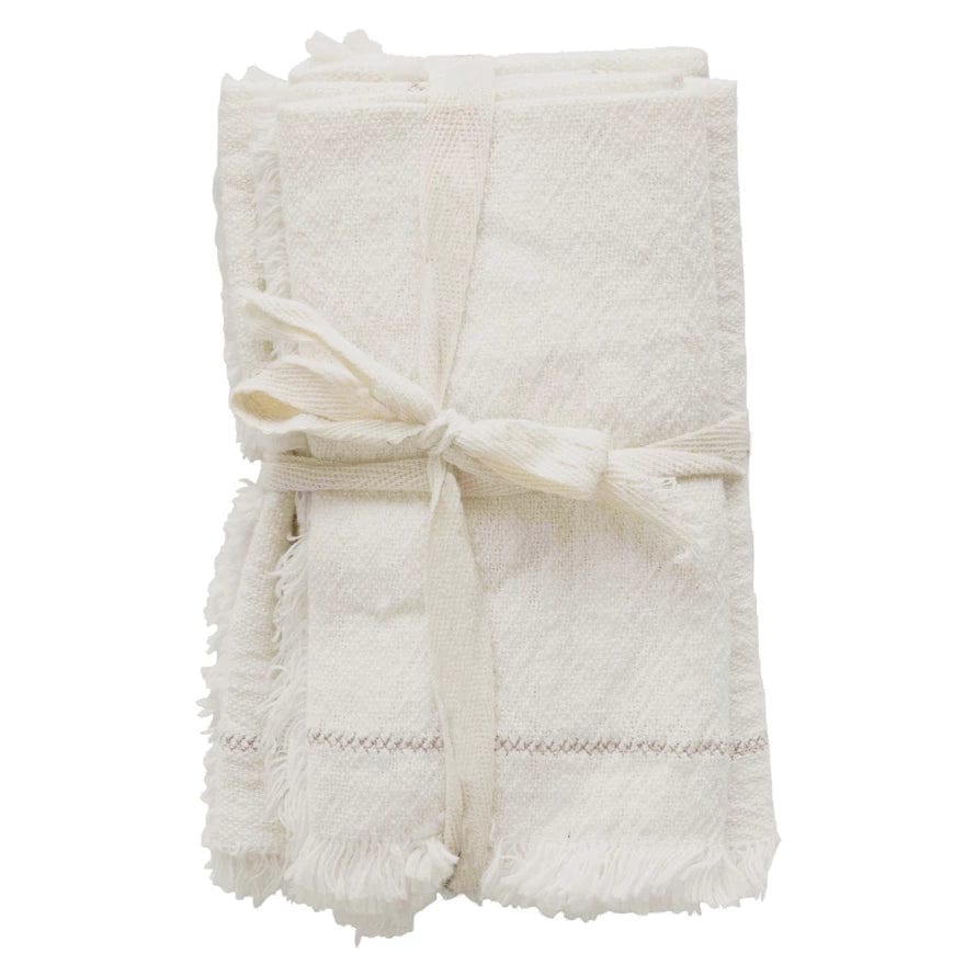 Creative Coop Napkin Cotton Napkins with Fringe, Set of 4