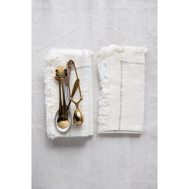 Creative Coop Napkin Cotton Napkins with Fringe, Set of 4