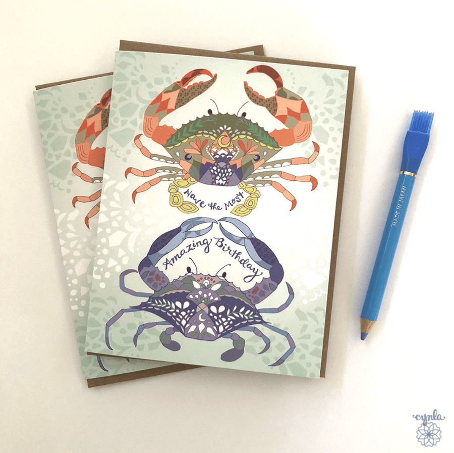 Cynla Card Crab Birthday Card