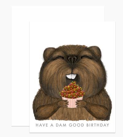 Dear Hancock Card Beaver with Cupcake Card
