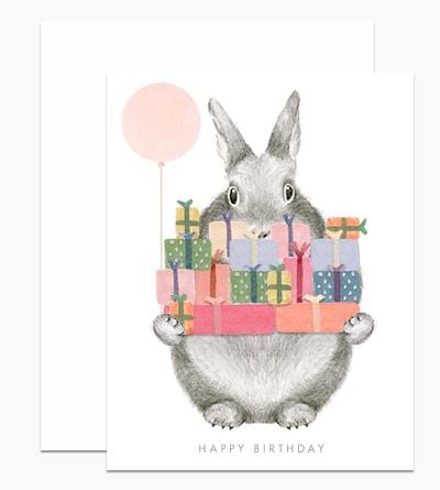 Dear Hancock Card Bunny with Gifts Card
